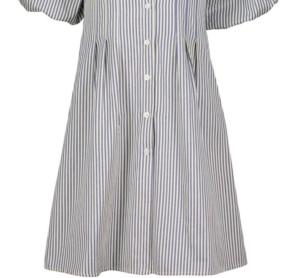 NEW BISHOP + YOUNG women's jacqueline bubble sleeves dress in blue stripe